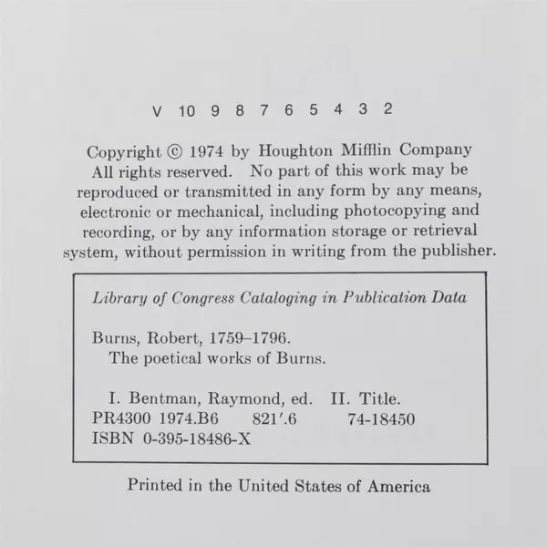 The Poetical Works of Burns Hardcover Vintage 1974 Poetry Book