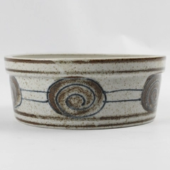 Unbranded Brown Speckled Spiral Painted Stoneware Bowl - No Lid