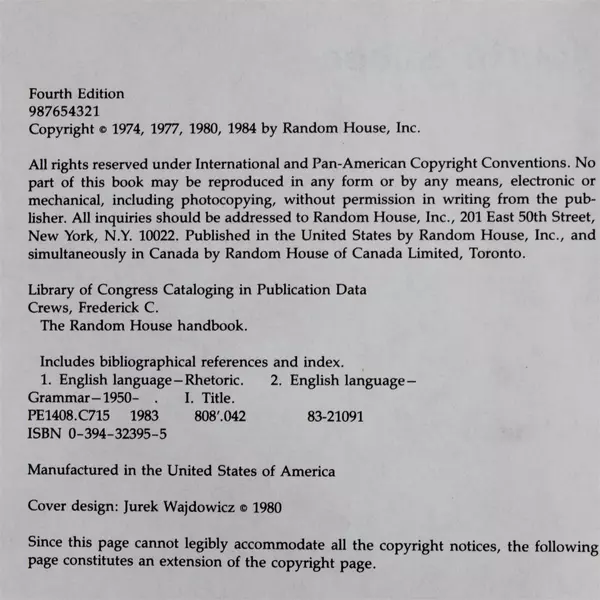 The Random House Handbook Hardcover by Frederick Crews