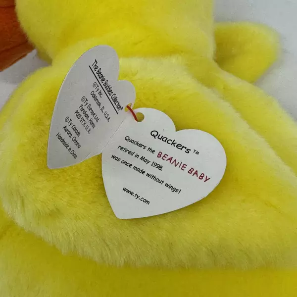 1998 Ty Quackers 10 Inch Beanie Baby Plush Retired