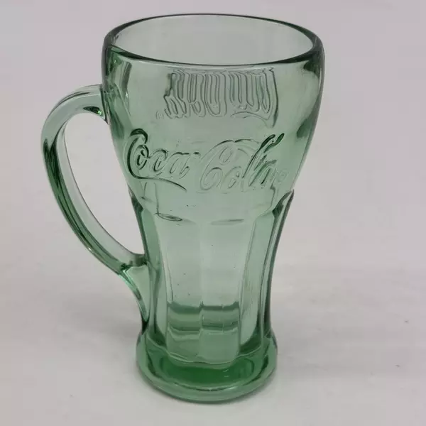 Libbey Green Glass Coca Cola Mug With Handle 6 3/8 Inch
