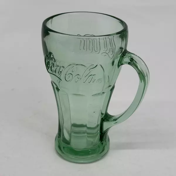 Libbey Green Glass Coca Cola Mug With Handle 6 3/8 Inch