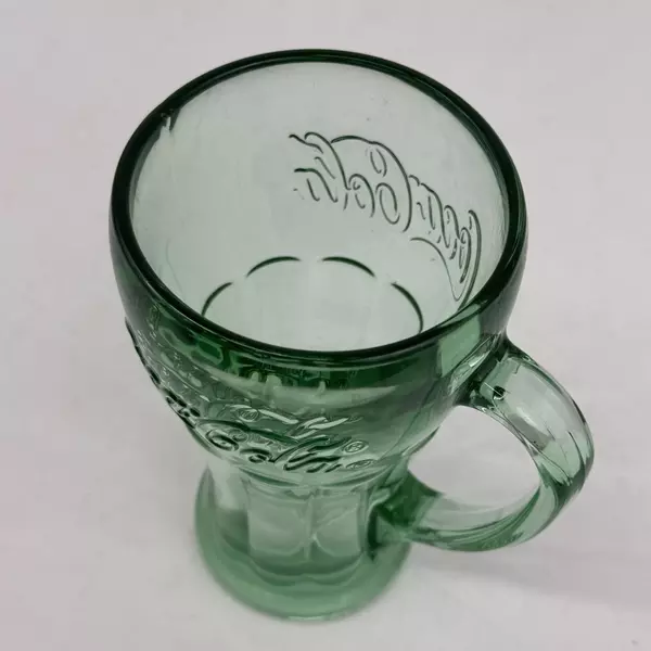 Libbey Green Glass Coca Cola Mug With Handle 6 3/8 Inch