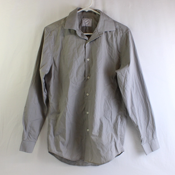 Bespoke Gray Slim Fit Button-Up Men's Size Small 14-14.5 32/33 FLAWED