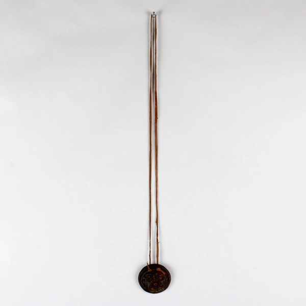 Handmade Carved Tribal Pottery Medallion Pendant Necklace 17"