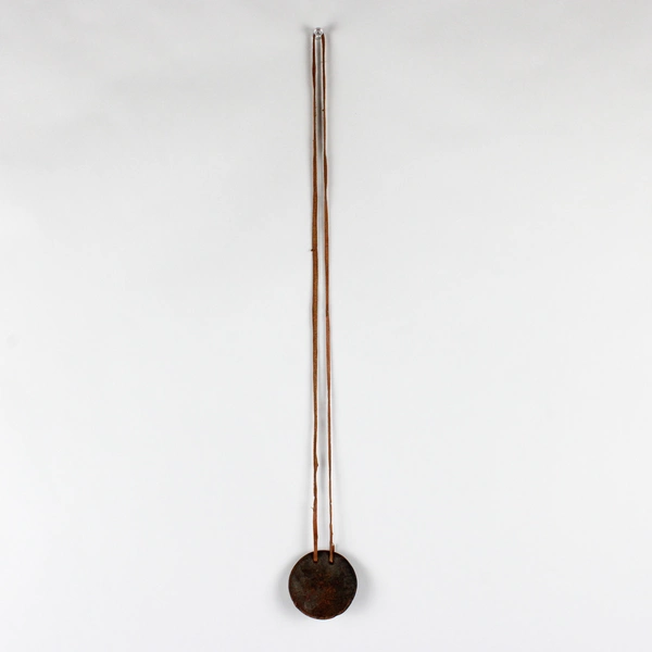 Handmade Carved Tribal Pottery Medallion Pendant Necklace 17"