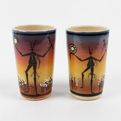 Set of 2 Vintage 1996 StarKeeper Roger Allen Southwestern Style Ceramic Tumblers