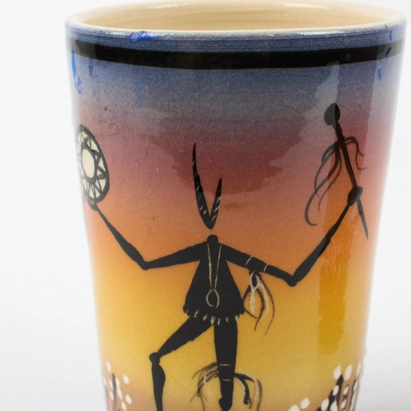 Set of 2 Vintage 1996 StarKeeper Roger Allen Southwestern Style Ceramic Tumblers