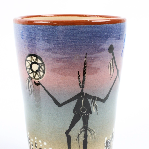 Set of 2 VTG 1996 StarKeeper Roger Allen Southwestern Style Ceramic Tumblers