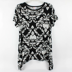 LuLaRoe Black and White Floral Short-Sleeve T-Shirt Women's Small