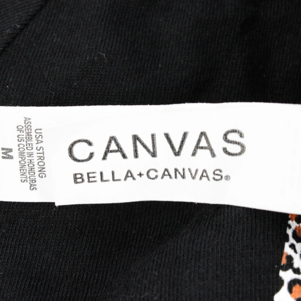 Bella + Canvas Leopard Print Heart Graphic Black T-Shirt Women's Medium