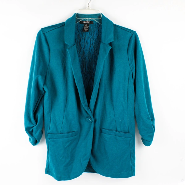 Style & Co Women's Jacket Sz M Blue Single-Button Blazer