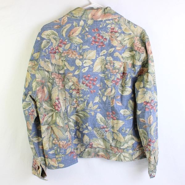 VTG Norm Thompson Floral Pattern Button-Front Jacket Women's Large FLAWED