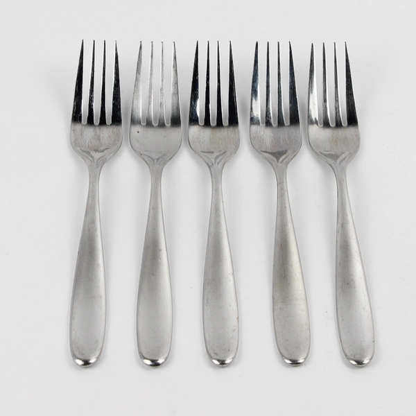 Lot of 5 Cambridge Alacarte Salad Forks Stainless Steel Glossy Finish Flatware