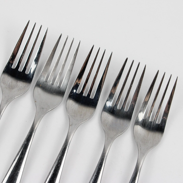 Lot of 5 Cambridge Alacarte Salad Forks Stainless Steel Glossy Finish Flatware