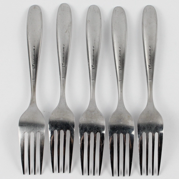Lot of 5 Cambridge Alacarte Salad Forks Stainless Steel Glossy Finish Flatware