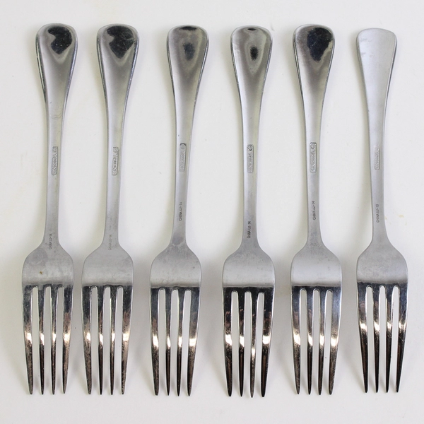 Lot of 6 Oneida Bellasana Salad Forks Glossy Flatware Stainless Steel 18/0