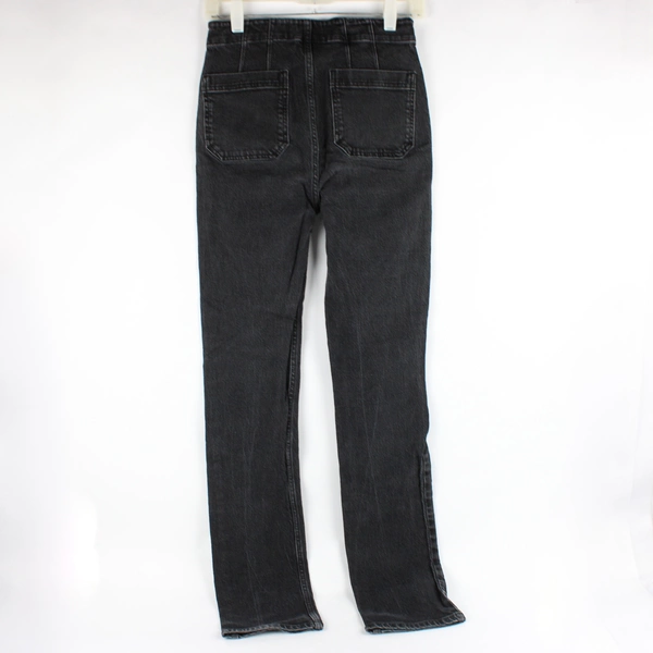 Reformation Women's 25 Tall Black Straight Leg Button-Fly Jeans