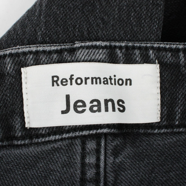 Reformation Women's 25 Tall Black Straight Leg Button-Fly Jeans