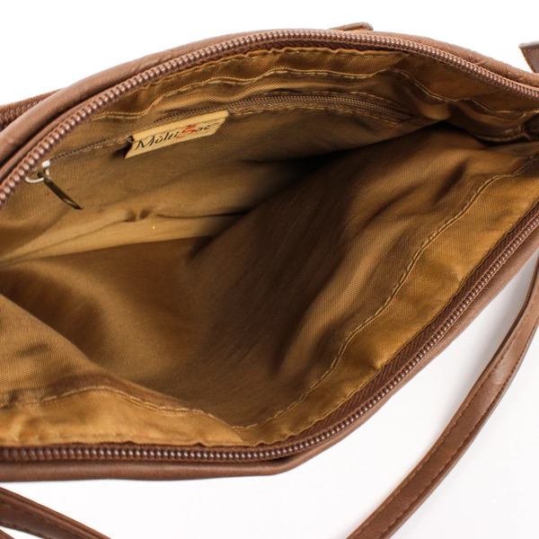 MultiSac Brown Faux Leather Vinyl Floral Crossbody Purse