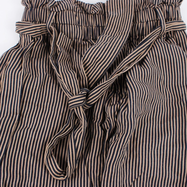 Point Sur Women's 2T Blue and Tan Stripe Ruffle Waist Trousers with Belt