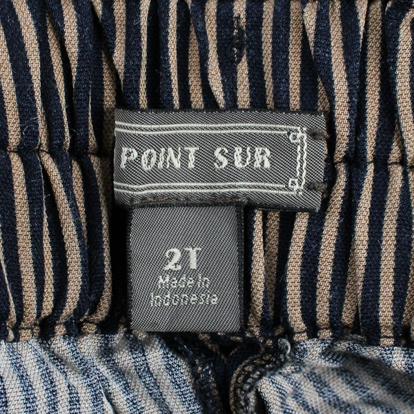 Point Sur Women's 2T Blue and Tan Stripe Ruffle Waist Trousers with Belt