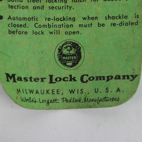VTG Master Lock Co. Padlock with Combination FLAW