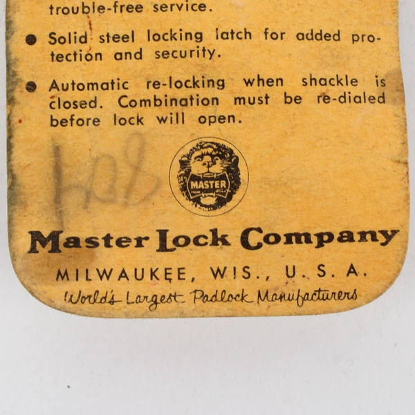 VTG Master Lock Co. Padlock with Combination