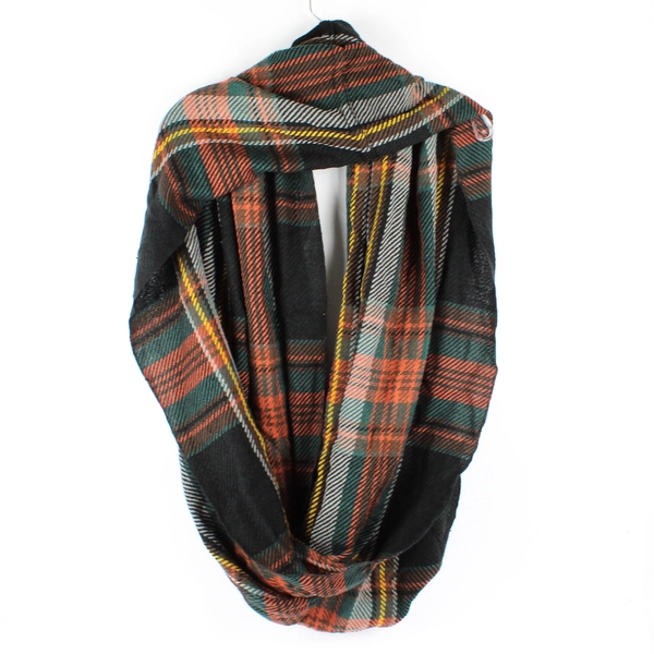 Modena Multicolor Plaid Acrylic Loop Scarf One Size