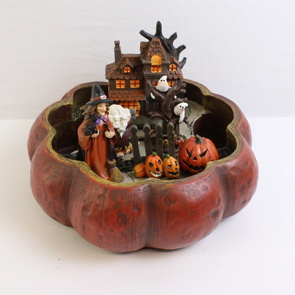 Resin Halloween Pumpkin Haunted Fairy Garden Figurines Decoration