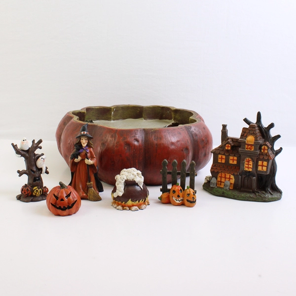 Resin Halloween Pumpkin Haunted Fairy Garden Figurines Decoration