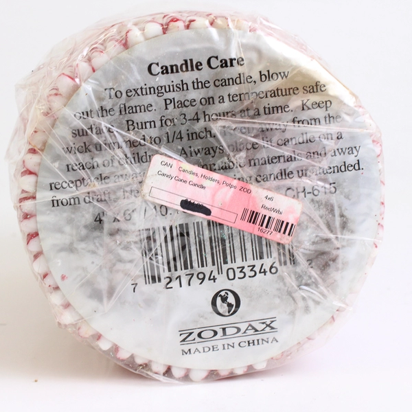 Set of 2 Zodax Candy Cane Striped Pillar Candles 4 and 6 Inch Red and Green