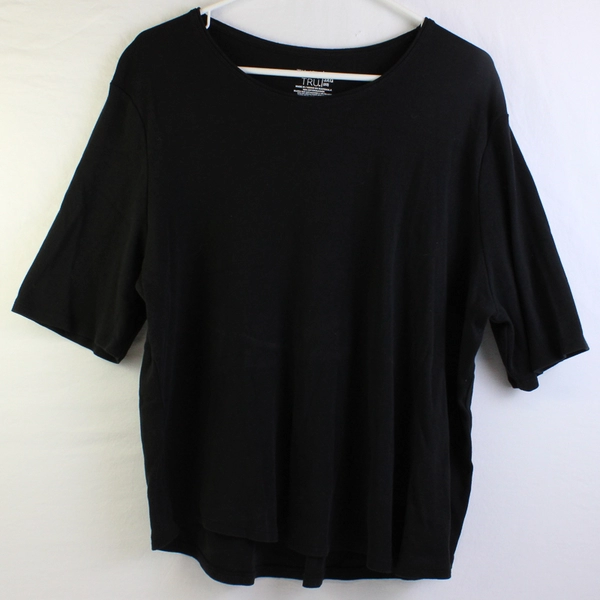 Time And Tru Solid Black Color Short Sleeve T-Shirt Women's Size XXXL (3XL)