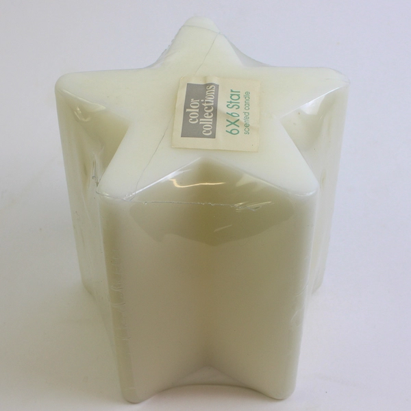 White Color Collections 6 x 6 Star Shaped Christmas Pillar Candle