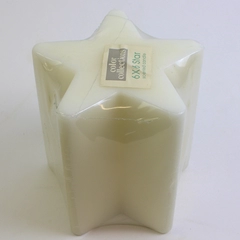White Color Collections 6 x 6 Star Shaped Christmas Pillar Candle