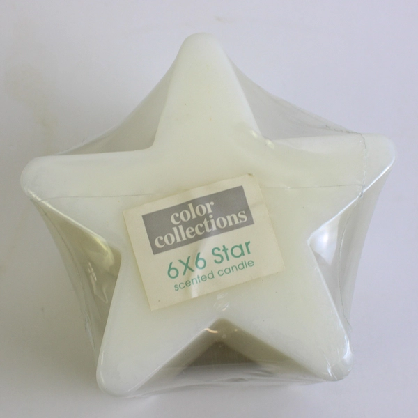 White Color Collections 6 x 6 Star Shaped Christmas Pillar Candle