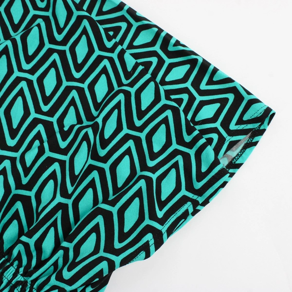 Cocomo Teal/Black Patterned Short Sleeve Blouse Women's Size 2X