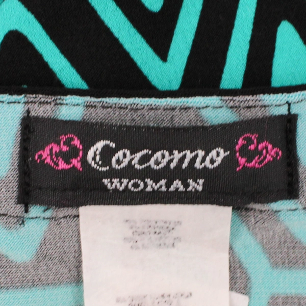 Cocomo Teal/Black Patterned Short Sleeve Blouse Women's Size 2X