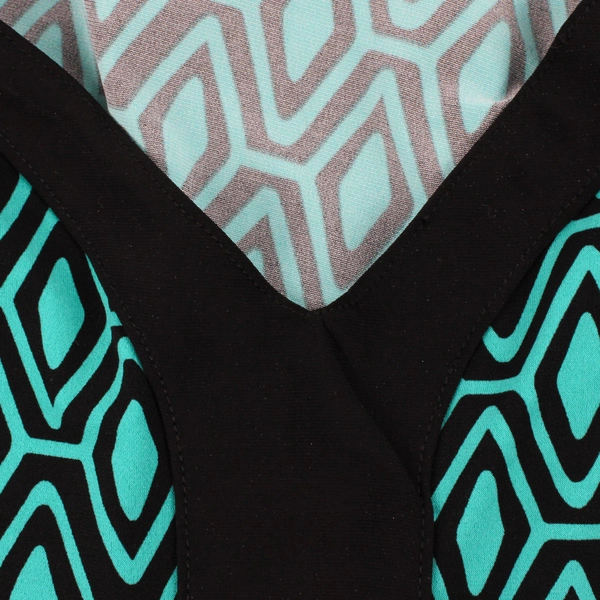 Cocomo Teal/Black Patterned Short Sleeve Blouse Women's Size 2X