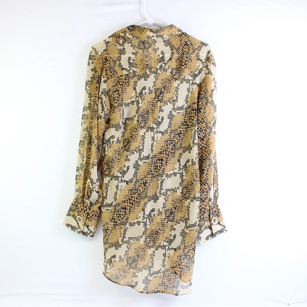 Suzanne Betro Brown Snakeskin Print Blouse Women's Size XL