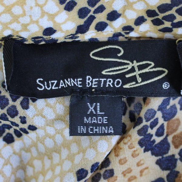 Suzanne Betro Brown Snakeskin Print Blouse Women's Size XL