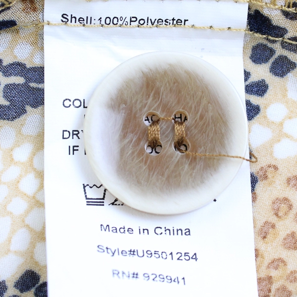 Suzanne Betro Brown Snakeskin Print Blouse Women's Size XL