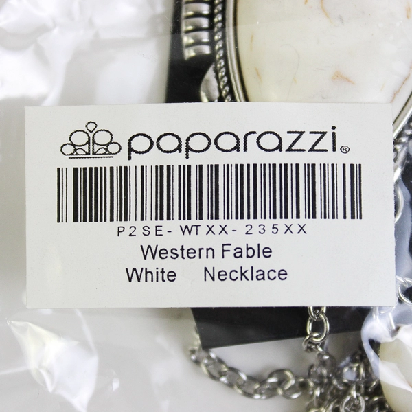 Paparazzi  Western Fable White Necklace and Earring Set
