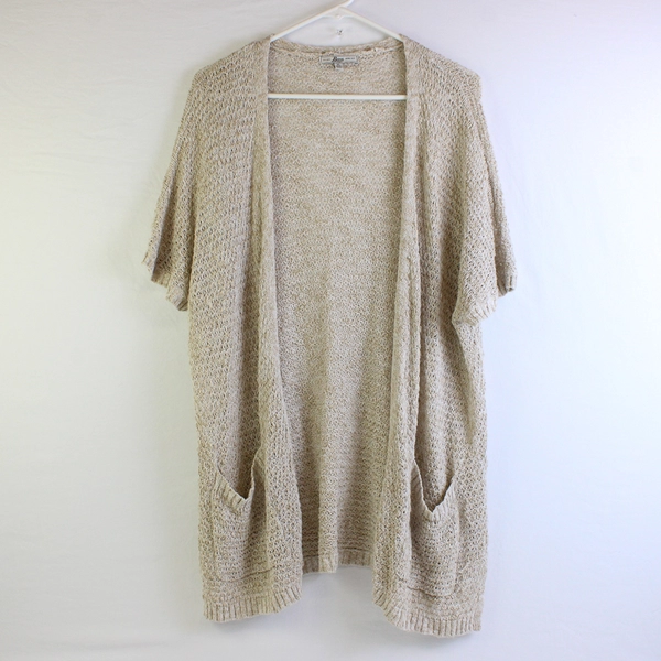 G.H. Bass & Co. Beige Open-Knit Short-Sleeve Shrug Women's Size XL