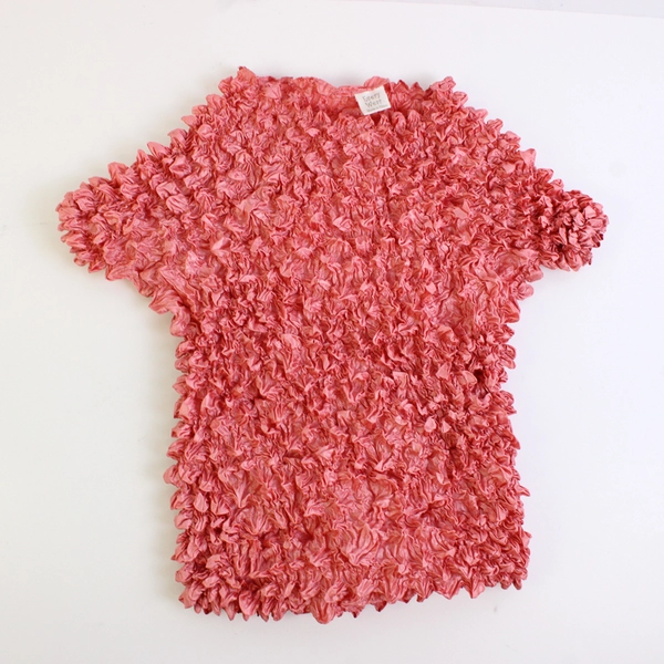 Every Wear Women's Salmon Pink Stretchy Popcorn Shirt One Size
