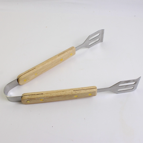 Jim Beam 12" Grill BBQ Tongs with Wooden Handles