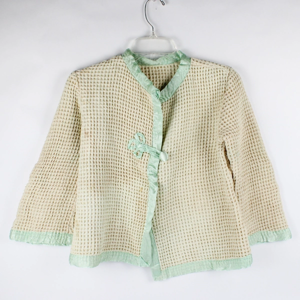 Vintage Women's M Handmade Bed Jacket with Satin Trim