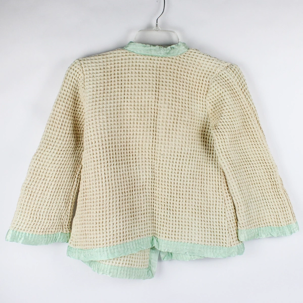 Vintage Women's M Handmade Bed Jacket with Satin Trim