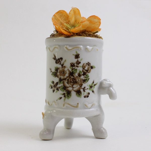 Vtg Unbranded Mini Ceramic Ceramic Footed Cache Pot/Planter 4" Tall