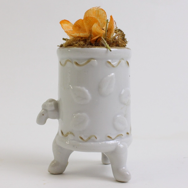 Vtg Unbranded Mini Ceramic Ceramic Footed Cache Pot/Planter 4" Tall